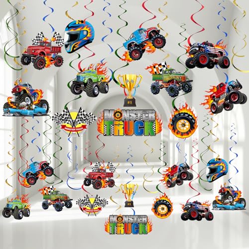 Capoda 54 Stück Monster Truck hängende Folie Wirbel Truck Geburtstag Party Dekoration Papier hängende Ausschnitte für Jungen Auto Transport Party Supplies Baby Shower Home Wand Decke Dekor Capoda 54 Stück Monster Truck hängende Folie Wirbel Truck Geburtstag Party Dekoration Papier hängende Ausschnitte für Jungen Auto Transport Party Supplies Baby Shower Home Wand Decke Dekor von Capoda