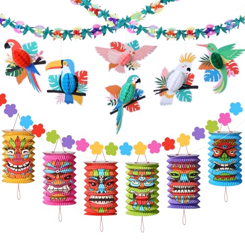 Capoda Hawaiianische Luau-Party-Dekorationen umfassen tropische Girlande, Tiki und Blumen, Laternen, Banner, Vögel, Waben für Sommer, Tiki, Geburtstag, Hochzeit, Babyparty, Strand, Dschungel Capoda Hawaiianische Luau-Party-Dekorationen umfassen tropische Girlande, Tiki und Blumen, Laternen, Banner, Vögel, Waben für Sommer, Tiki, Geburtstag, Hochzeit, Babyparty, Strand, Dschungel von Capoda