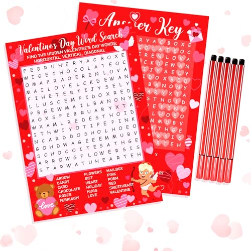 Capoda Wortsuchkarten-Set zum Valentinstag, 30 Spieler und 1 Antwortkarte mit 10 Stiften für Valentinstag, Zuhause, Schule, Klassenzimmer, Aktivitäten, Urlaub, Party, Gastgeschenke, 41-teilig Capoda Wortsuchkarten-Set zum Valentinstag, 30 Spieler und 1 Antwortkarte mit 10 Stiften für Valentinstag, Zuhause, Schule, Klassenzimmer, Aktivitäten, Urlaub, Party, Gastgeschenke, 41-teilig von Capoda