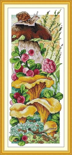 CaptainCrafts Kreuzstich-Set, geprägter Stoff, Kreuzstich, DIY-Kunst, DMC, Stickset für Erwachsene und Anfänger (gestempelt, Die vier Jahreszeiten im Wald (Herbst)) von CaptainCrafts