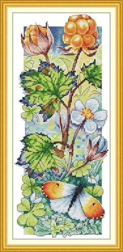 CaptainCrafts Kreuzstich-Set, geprägter Stoff, Kreuzstich, DIY-Kunst, DMC, Stickset für Erwachsene und Anfänger (gestempelt, Die vier Jahreszeiten im Wald (Sommer)) von CaptainCrafts