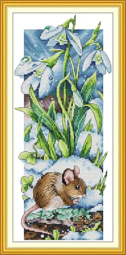 CaptainCrafts Kreuzstich-Set, geprägter bedruckter Stoff, Kreuzstich, DIY-Kunst, DMC, Stickset für Erwachsene und Anfänger (gestempelt, Die vier Jahreszeiten im Wald (Frühling) von CaptainCrafts