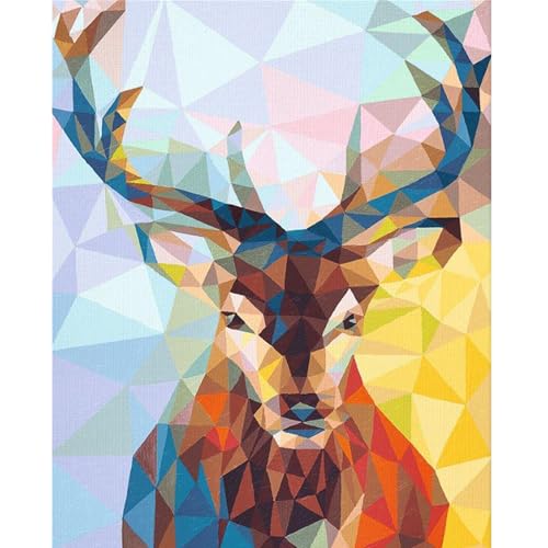 CaptainCrafts Malen Nach Zahlen Erwachsene Leinen Leinwand DIY Paint by Numbers Acrylfarbe DIY Heimdekoration Kunsthandwerk 16x20zoll (Ohne Frame, Hirsch) von CaptainCrafts