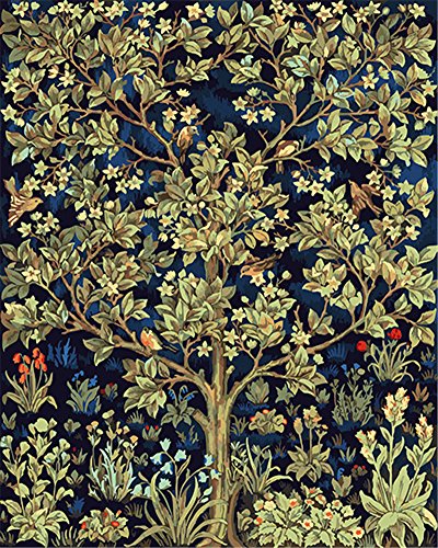 CaptainCrafts Malen nach Zahlen, Malen nach Zahlen für Erwachsene, DIY Leinen Leinwand Ölmalerei Kit Wand Kunstwerk Geschenke Home Wall Decor 16 * 20 Zoll (Rahmenlos, Fröhlicher Baum) von CaptainCrafts