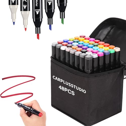 CarPlusStudio Filzstifte - 48 Farben Kunst Marker, Alkohol Marker Färbung Dual Tip Künstler Stifte Set für Studenten, Manga Künstler, Zeichnung, Skizzieren, Unterstreichen, Illustration, Malerei CarPlusStudio Filzstifte - 48 Farben Kunst Marker, Alkohol Marker Färbung Dual Tip Künstler Stifte Set für Studenten, Manga Künstler, Zeichnung, Skizzieren, Unterstreichen, Illustration, Malerei von CarPlusStudio