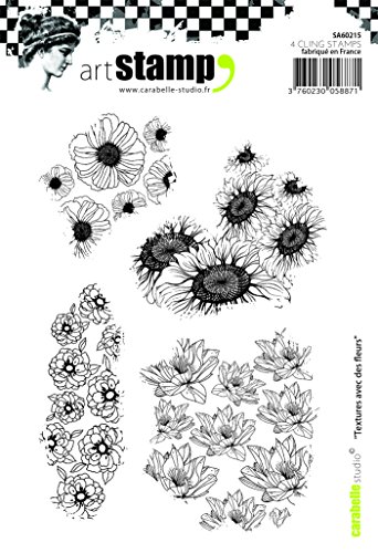 Carabelle Studio A6 Cling Stempel-Textures with Flowers, Rubber, White transparent, 10 x 14 x 0.5 cm von Carabelle Studio