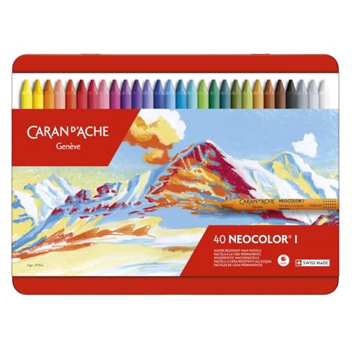 Caran d'Ache 7000.340 Classic Neocolor Kreiden Sortiment mit 40 Farben, Multi, Einheitsgröße von Caran d'Ache