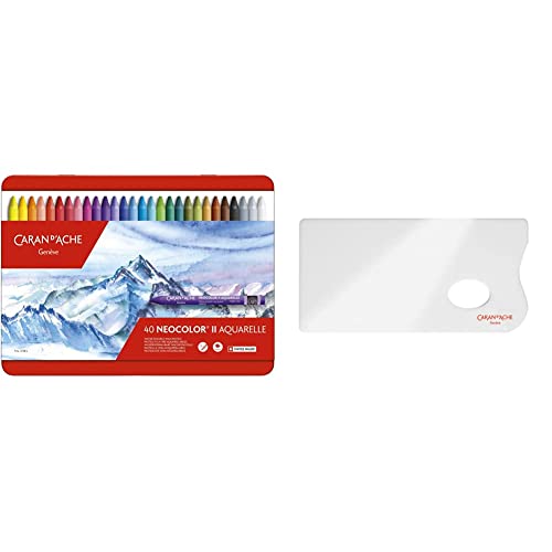 Caran d'Ache Creative Art Materialien Wachsmalstifte''Caran d 'Ache Neocolor II'', wasserlöslich, mehrfarbig, 40 Stück, 7500.340 & Künstler-Palette Plexiglas Weiß 26 x 13 mm Caran d'Ache Creative Art Materialien Wachsmalstifte''Caran d 'Ache Neocolor II'', wasserlöslich, mehrfarbig, 40 Stück, 7500.340 & Künstler-Palette Plexiglas Weiß 26 x 13 mm von Caran d'Ache