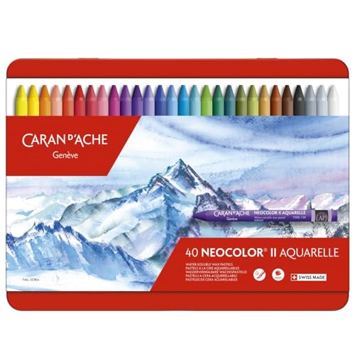 Caran d'Ache Creative Art Materialien Wachsmalstifte"Caran d 'Ache Neocolor II", wasserlöslich, mehrfarbig, 40 Stück, 7500.340 von Caran d'Ache