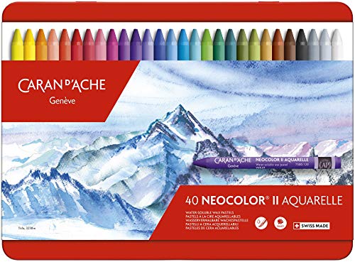 Caran d'Ache Creative Art Materialien Wachsmalstifte"Caran d 'Ache Neocolor II", wasserlöslich, mehrfarbig, 40 Stück, 7500.340 von Caran d'Ache