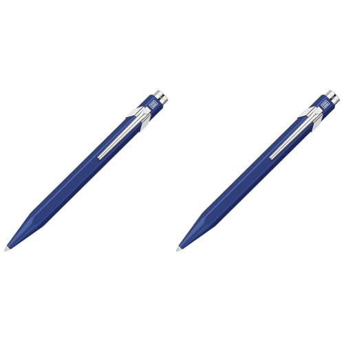 Caran d'Ache Kugelschreiber 849 Classic Line Blau lackiert Strichstärke: M, Schriftfarbe: Blau, Länge: 13 cm, 0846.159 (Packung mit 2) von Caran d'Ache