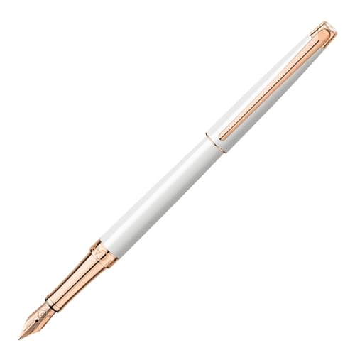 Caran d´Ache Léman Slim Füllfederhalter mit einem Schaft und Kappe aus Messing mit Lack in Weiss, Schreibfeder aus Gold 18 Karat, Federstärke: F, Länge: 14.1 cm, 4791.991 von Caran d'Ache