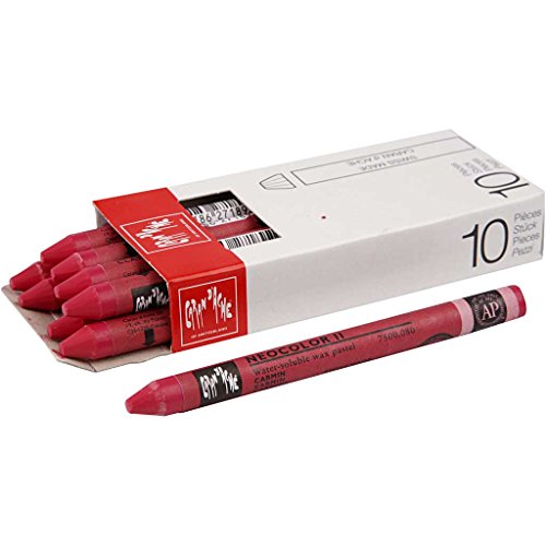 Caran d'Ache NEOCOLOR II 080 KARMIN/CARMINE (7500.080) / Pastelle 10 Stück (1er Pack)/ aus Wasservermalbarem Wachs/Für Papier Karton Glas Holz Leder Stoff Stein von Caran d'Ache