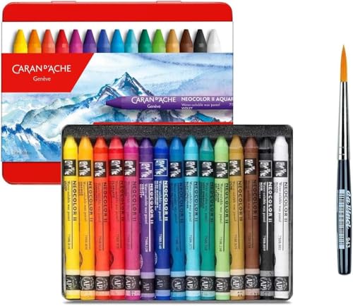 Caran d'Ache Neocolor II, Aquarell-Wachsmalstifte, Aquarellstifte, 15 Stück und Davinci 943 Caran d'Ache Neocolor II, Aquarell-Wachsmalstifte, Aquarellstifte, 15 Stück und Davinci 943 von Caran d'Ache