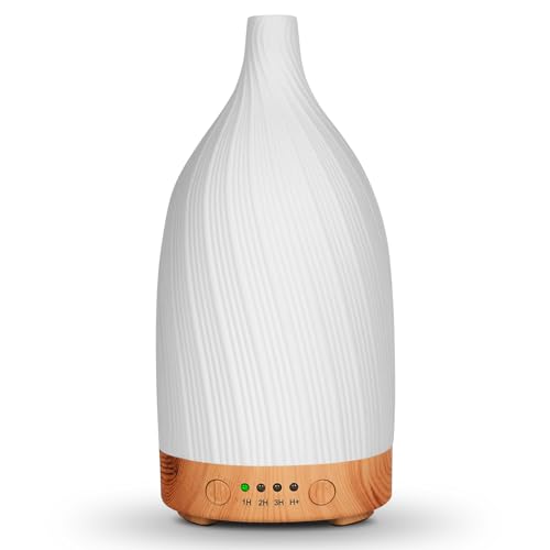 Aromatherapie Diffusor mit Einstellbarem Nebelmodus, 100ml Premium Luftbefeuchter Duftöl Diffuser Keramik Raumduft Diffuser mit 15 Farbe Lichter, Auto-Shut-Off, BPA-Frei Ätherische Öle Diffusor von Carastek