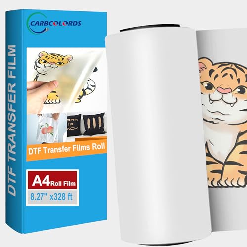 Carbcolords Premium DTF Transferfolienrolle, 21 cm x 100 m, mattes klares PreTreat PET Wärmetransferpapier für A4 DTF-Drucker, Heiß- und Kaltabziehfolie, direkt auf Folie für T-Shirts, Textilien Carbcolords Premium DTF Transferfolienrolle, 21 cm x 100 m, mattes klares PreTreat PET Wärmetransferpapier für A4 DTF-Drucker, Heiß- und Kaltabziehfolie, direkt auf Folie für T-Shirts, Textilien von Carbcolords