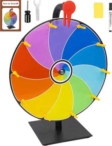 30,5 cm schweres, drehbares Preisrad – 10 Steckplätze, farbiges Roulette-Spinner des Glücks, mit trocken abwischbarem Marker und Radiergummi für Messen, Karneval, Gewinn-Spin-Spiele von CarbonMan