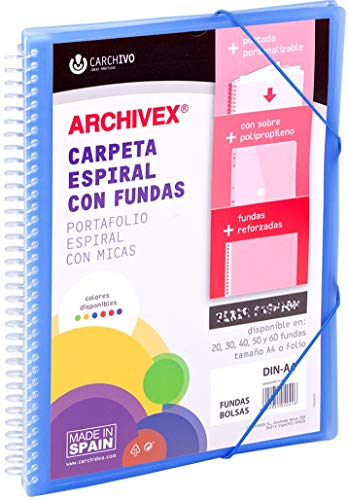 ArchIVEX Schnellhefter mit Spiralbindung, PP, A4, 30 F, Blau von CARCHIVO IDEAS PRACTICAS