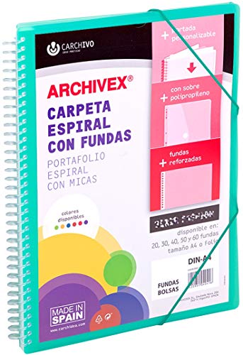 ArchIVEX Schnellhefter mit Spiralbindung, PP, A4, 30 F, Grün von CARCHIVO IDEAS PRACTICAS