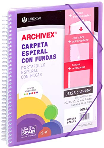 ArchIVEX Schnellhefter mit Spiralbindung, PP, A4, 30 F, Violett von Carchivo