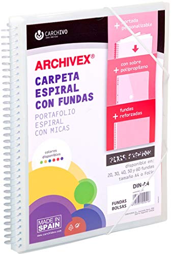 ArchIVEX Schnellhefter mit Spiralbindung, PP, A4, 40 F, farblos von CARCHIVO IDEAS PRACTICAS