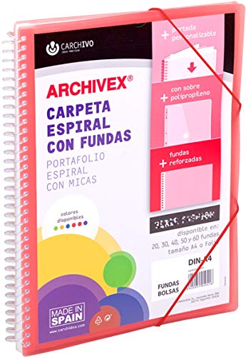 ArchIVEX Schnellhefter mit Spiralbindung, PP, A4, 50 F, Rot von Carchivo