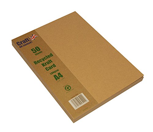 Craft UK 50Stück A4, blanko, recyceltem Kraft Karte 280g/m² Craft UK 50Stück A4, blanko, recyceltem Kraft Karte 280g/m² von CardCraft-UK