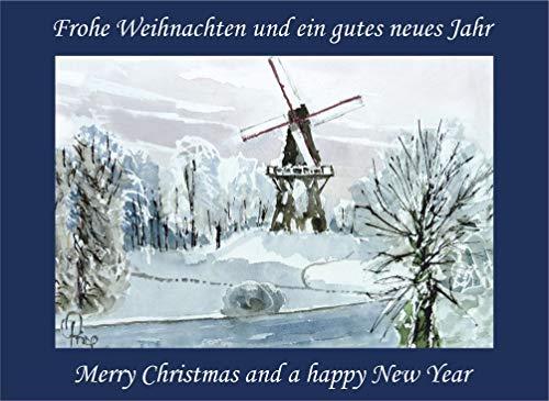 10 Grußkarten zu Weihnachten, Weihnachtskarten, Doppelkarten, Glückwunschkarten DIN B6 mit Kuvert - Bremen Herdentorswallmühle von Card Kunstverlag