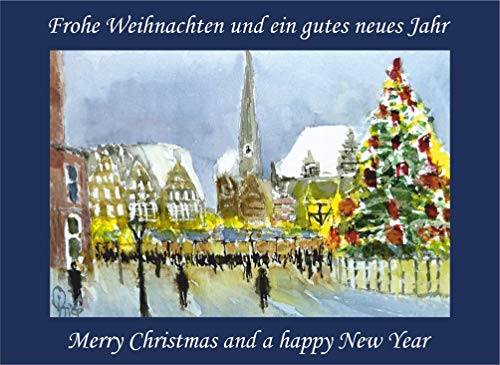 10 Grußkarten zum Weihnachten, Weihnachtskarten, Doppelkarten, Glückwunschkarten DIN B6 mit Kuvert - Bremen von Card Kunstverlag