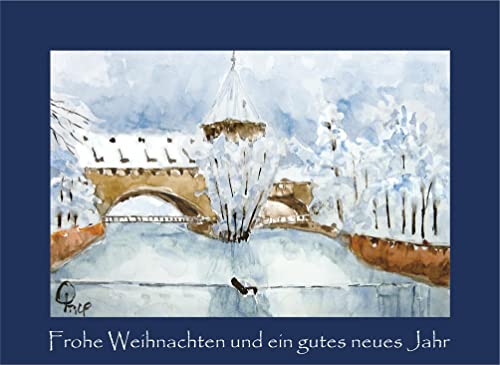 Card Kunstverlag 10 Doppelkarten Glückwunschkarten Grusskarten Weihnachtskarten mit Kuvert DIN B6 - Nürnberg Kettensteg von Card Kunstverlag
