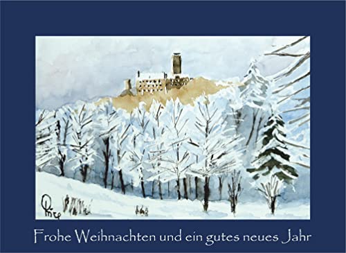 Card Kunstverlag 10 Weihnachtskarten, Doppelkarten, Glückwunschkarten mit Umschlag - Burg Wartburg, Eisenach Thüringen von Card Kunstverlag