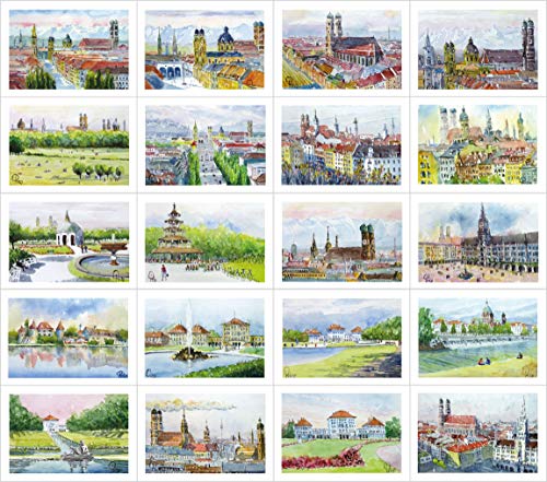 Card Kunstverlag 20 Grußkarten Doppelkarten mit Kuvert DIN B6 - München von Card Kunstverlag