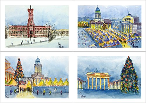 Card Kunstverlag 8 Weihnachtskarten Doppelkarten (4x2 Karten) mit Kuvert DIN B6 - Berlin von Card Kunstverlag