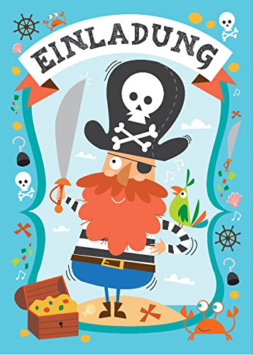12 Einladungskarten "Piraten" zum Kindergeburtstag + 13 Aufkleber GRATIS - für Jungen und Mädchen / Piratenparty Schatzsuche Mitgebsel Geburtstagseinladungen Karten Einladungen Geburtstag Kinder von CardWheels