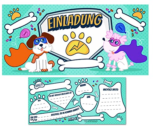 CardWheels 12 Einladungskarten Superhelden Hunde! Kindergeburtstag - Mädchen Jungen/Extra lang CardWheels 12 Einladungskarten Superhelden Hunde! Kindergeburtstag - Mädchen Jungen/Extra lang von CardWheels