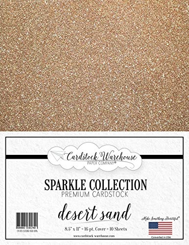 Cardstock Warehouse Sparkle Desert Sand Glitter – 21,6 x 27,9 cm – 16 Pt. / 280 g/m² Premium-Kartonpapier, 10 Blatt von Cardstock Warehouse Paper Company