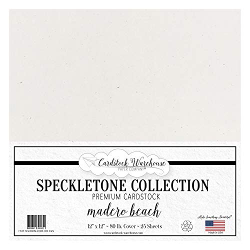 Madero Beach White Speckletone 100% recyceltes Kartonpapier, 30,5 x 30,5 cm, 36,3 kg, Umschlag 25 Blatt von Cardstock Warehouse Paper Company