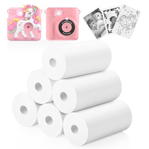 Kinderkamera-Papierrollen-Nachfüllpackungen, 6 Rollen, Sofortdruck-Kamera-Thermopapier-Nachfüllpackungen, 5,6 cm x 12,7 m von Careenoah