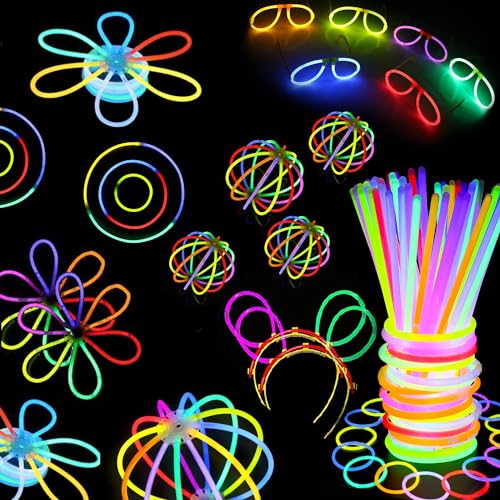 Carehabi 50er Set Leuchtstäbe für Partys - Neonlicht Leuchtstäbe für Partys - Leuchtstäbe für Hochzeiten - Leuchtende Spielzeuge für Partydekoration und Festival Schwarzlichtdekoration von Carehabi