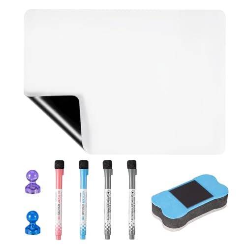 A3 Whiteboard Folie Magnetisch, Whiteboard Abwischbar Magnetisch Kühlschrank mit 4 Markern 1 Radiergummi 2 Magneten für Küche, Büro, Schule A3 Whiteboard Folie Magnetisch, Whiteboard Abwischbar Magnetisch Kühlschrank mit 4 Markern 1 Radiergummi 2 Magneten für Küche, Büro, Schule von Carehabi