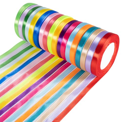Seidenband 22m*10mm bunte bänder 18 Farben Seidenbänder Für Hochzeitsdekoration Bäckerei Blumenstrauß Verpackung Dekoration Geschenkverpackung Handarbeit (18) von Carehabi