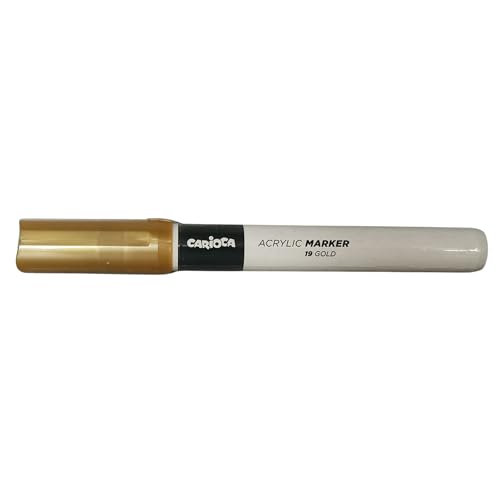 CARIOCA Plus Acryl-Marker auf Wasserbasis 2 mm – Set mit 6 Filzstiften für alle Oberflächen – mittlere Spitze – sonnen- und wasserbeständig (Gold) von Carioca