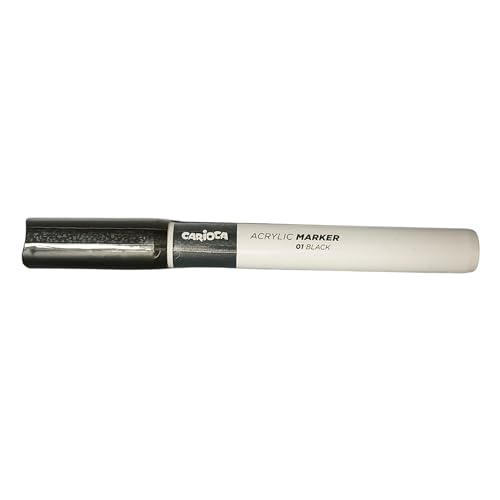 CARIOCA Plus Acryl-Marker auf Wasserbasis 2 mm – Set mit 6 Filzstiften für alle Oberflächen – mittlere Spitze – sonnen- und wasserbeständig (schwarz) von Carioca