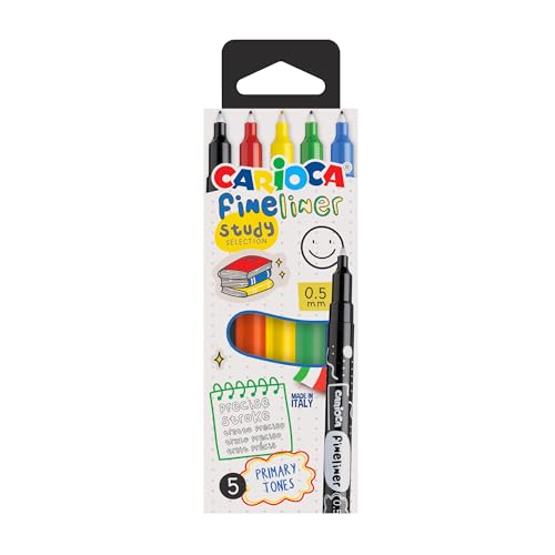 Carioca Fineliner Modell Study | Box mit 5 Primärfarben | präzise Spitze 0,5 mm | Made in Italy mit leuchtenden Farben | 5 Stück Carioca Fineliner Modell Study | Box mit 5 Primärfarben | präzise Spitze 0,5 mm | Made in Italy mit leuchtenden Farben | 5 Stück von Carioca