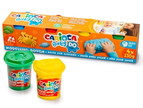 Carioca Modelliermasse für Babys 1+ | Baby Do Knete für Kinder ab 12 Monaten | 4 verschiedene Farben | Luftgetrocknet und keine Verschmutzung der Hände | 4 Stück à 150 g Carioca Modelliermasse für Babys 1+ | Baby Do Knete für Kinder ab 12 Monaten | 4 verschiedene Farben | Luftgetrocknet und keine Verschmutzung der Hände | 4 Stück à 150 g von Carioca