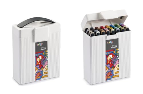 Carioca Plus, Sketch Marker, Hartschalenbox mit Doppelspitze, verschiedene Farben, 32 Stück von Carioca