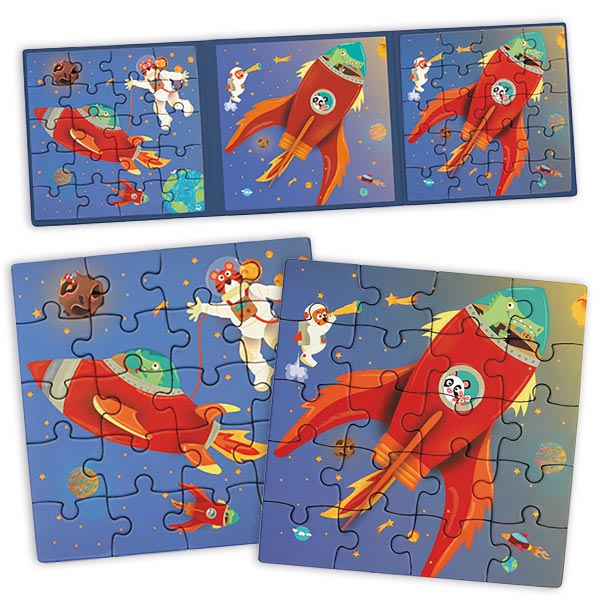 Magnet-Puzzle-Buch Weltall, 2 Puzzles, 16,5cm x 16,5cm von Carletto