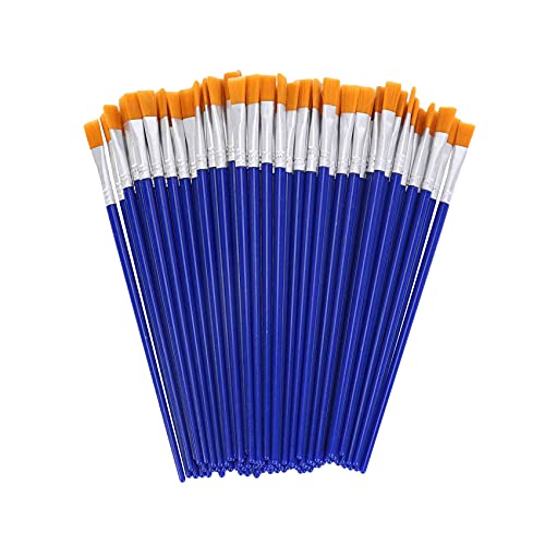 Carlgelrag 100 StüCke Flache Pinsel, Kleine Pinsel Bulk für Detail Malerei,Nylon Haar BüRsten Acryl ÖL Aquarell Malerei für Kinder,Studenten,Jugendliche,Erwachsene,KüNstler von Carlgelrag