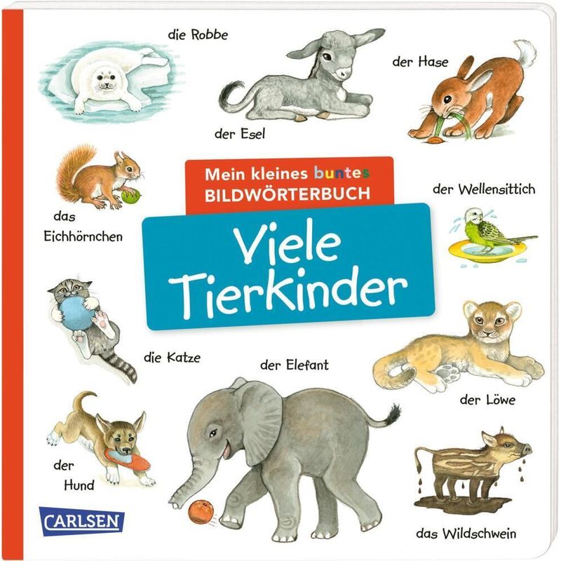 Mein Kleines Buntes Bildwörterbuch: Viele Tierkinder, Pappband von Carlsen