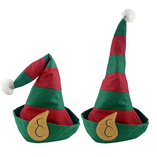 Elfe Weihnachtsmütze für Erwachsene, für Weihnachtskostüme, grüne und rote Weihnachtsmütze für Weihnachten, Elfenmütze für Partykostüme, 2 Stück Elfe Weihnachtsmütze für Erwachsene, für Weihnachtskostüme, grüne und rote Weihnachtsmütze für Weihnachten, Elfenmütze für Partykostüme, 2 Stück von Carnavalife